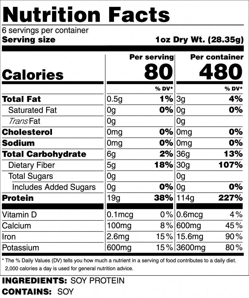Shreds Nutritional Label